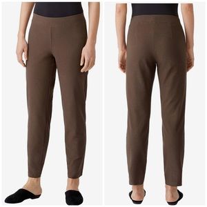 Eileen Fisher Slim Ankle Pants Size Small Washable Stretch Crepe NWT Brown